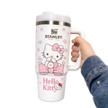 Big Cat White Stanley Quencher Tumbler 40oz – Insulated Travel Mug with Handle & Straw