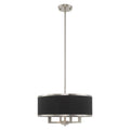 Livex Lighting 60404-91 Park Ridge - Four Light Chandelier, Brushed Nickel Finish with Black Fabric Shade