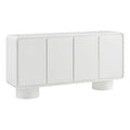 Modway Lumo Modern Sculptural 4 Door Accent Cabinet in White – Rounded Edge Media Storage Console for Living Room or Entryway – 63 Inch Contemporary Sideboard with Concealed Storage