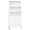 Sinkzol White Steel Bookshelf Medium Rectangular Industrial Durable Bookcase with Five Spacious Shelves for Living Room Storage and Stylish Organization
