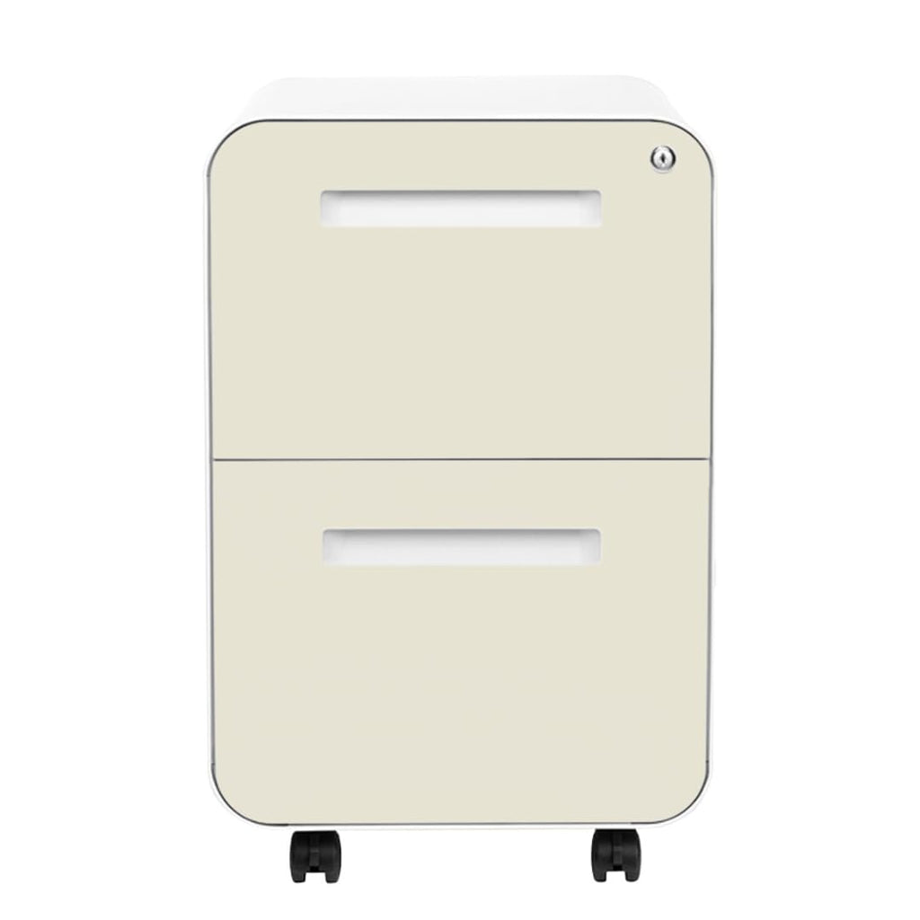 Laura Davidson Furniture Stockpile 2 Drawer Mobile File Cabinet with Lock - Under Desk Metal Filing Cabinet, Legal/Letter File Folders, Wheels and Stationary Feet, Pre-Assembled, Ivory