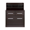 BOWERY HILL File Cabinet, 3-Drawer Storage and Hutch, MDF and Veneer, Cappuccino Finish, 32" W x 16" D x 40" H, Contemporary Style, Sturdy Office Filing and Storage Solution