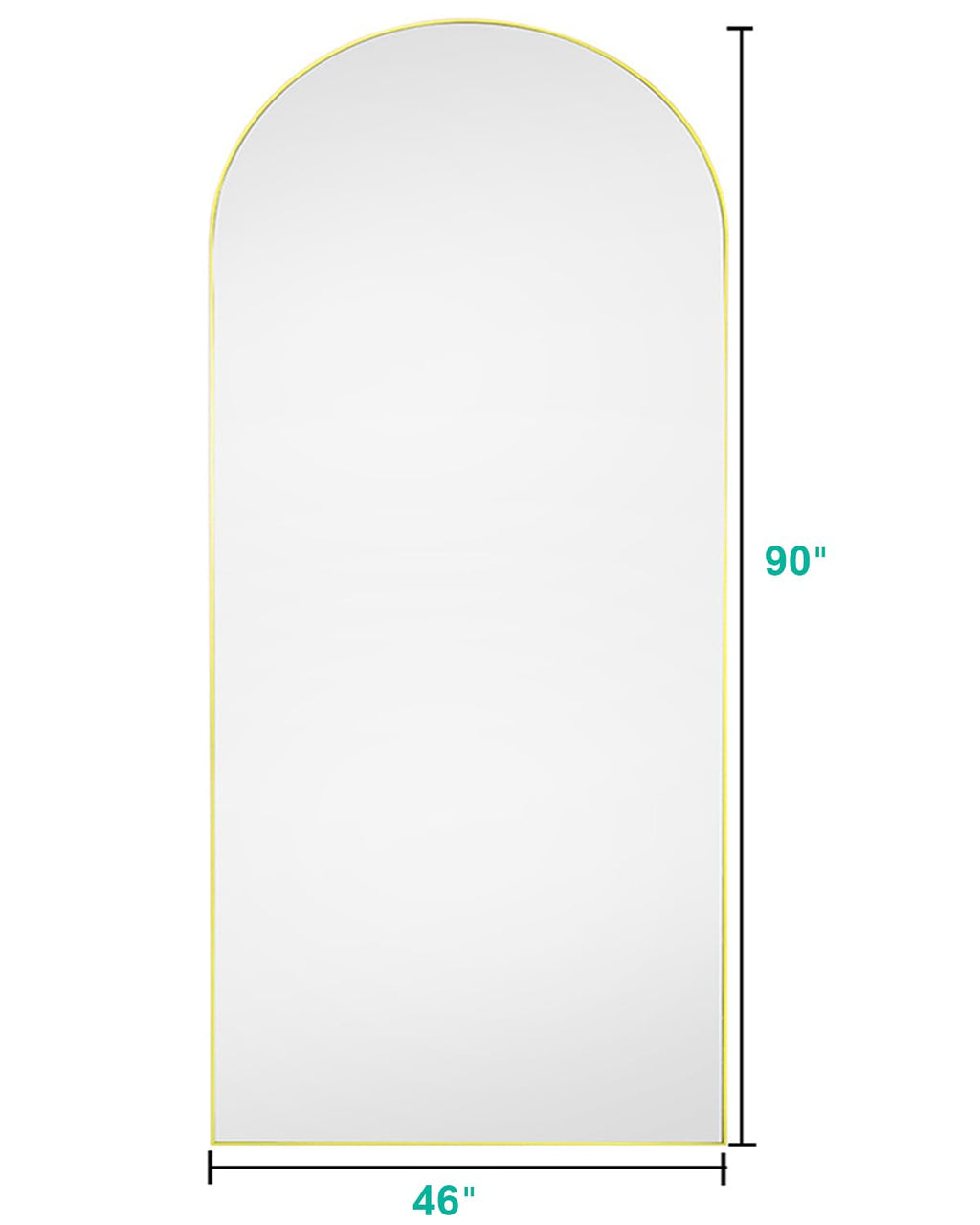 BEVERDY Arched Floor Mirror, 46" x 90" Oversized Full Body Mirror, Freestanding, Arch Mirror, Wall Mounted for Bedroom, Gold