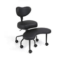 Pipersong Meditation Cross Legged Chair PRO, ADHD Chair with Height Adjustable Backrest, Criss Cross Desk Use with Footrest and Wheels for Home Office, Flexible Design for Fidgety Sitters, Black