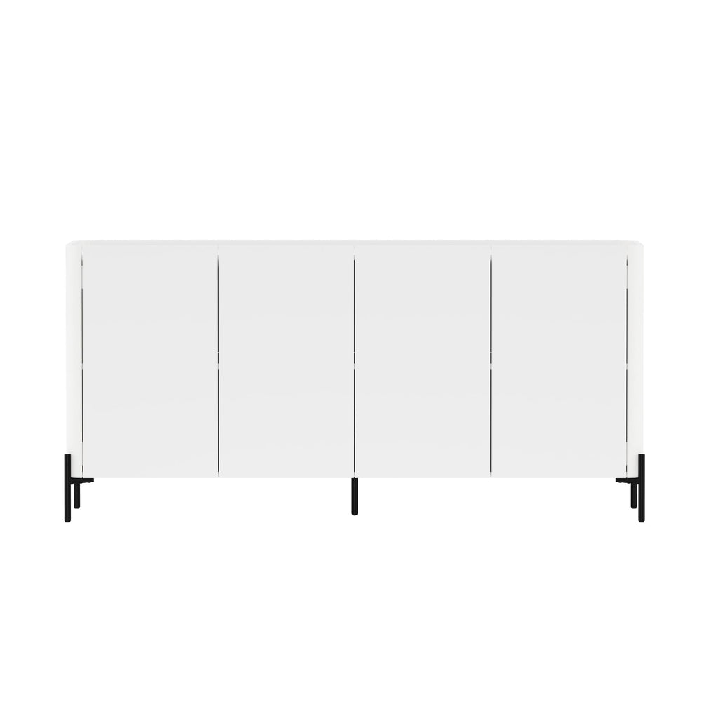 Manhattan Comfort Abbey 67" Sideboard Cabinet, Modern Console Table with Storage, Adjustable Shelves, Kitchen Buffet, Soft Close Doors, Handle-Free Design, Elevated Metal Legs, White