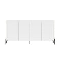 Manhattan Comfort Abbey 67" Sideboard Cabinet, Modern Console Table with Storage, Adjustable Shelves, Kitchen Buffet, Soft Close Doors, Handle-Free Design, Elevated Metal Legs, White