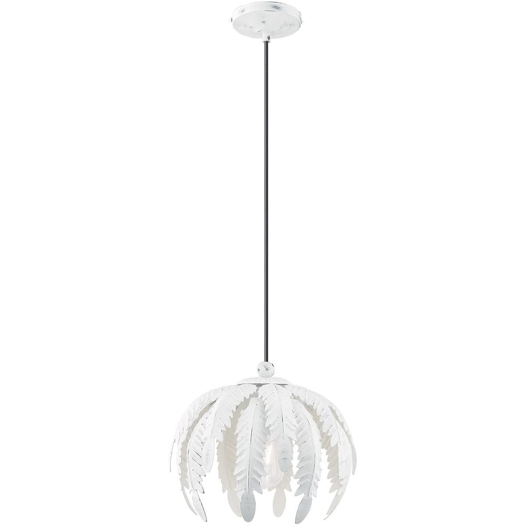 Livex Lighting 41231-60 Acanthus - One Light Mini Pendant, Antique White Finish with Antique White Metal Shade