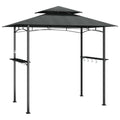 Xhnifbn Anthracite Steel BBQ Gazebo 94.5 x 94.5 x 95.7 in Powder-Coated Frame Double-Tier Roof Outdoor Canopy for Backyard Grilling, Family Reunion, Patio Party
