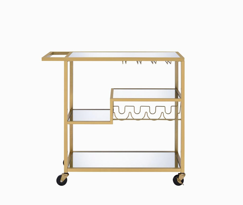 GOWE Adamsen Mirrored & Champagne Finish Serving Cart