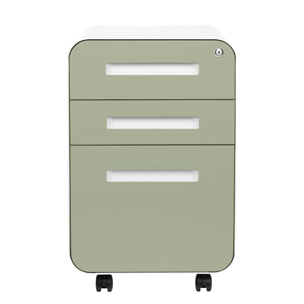 Laura Davidson Furniture Stockpile 3 Drawer File Cabinet with Lock - Under Office Desk Metal Filing Cabinet, Legal/Letter File Folders, Wheels and Stationary Feet, Pre-Assembled, Sage Green