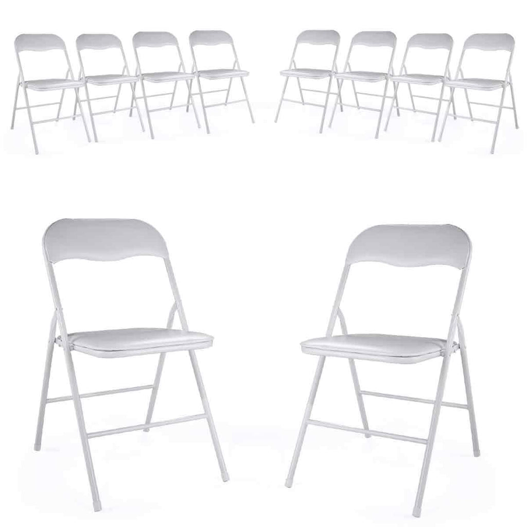 thegreatshopman 10-Pack Commercial Folding Plastic Chair for Home Office Wedding Party Outdoor Indoor, 300LBS Capacity, White
