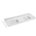 EQLOO 60 in.W x 22 in.D Quartz Calacatta River Vanity Top,with Undermount Double Sink Vanity Top,with Two Sidesplash & One Backsplash,8 Inch Faucet Hole Spread Bathroom Vanity Sink Countertop