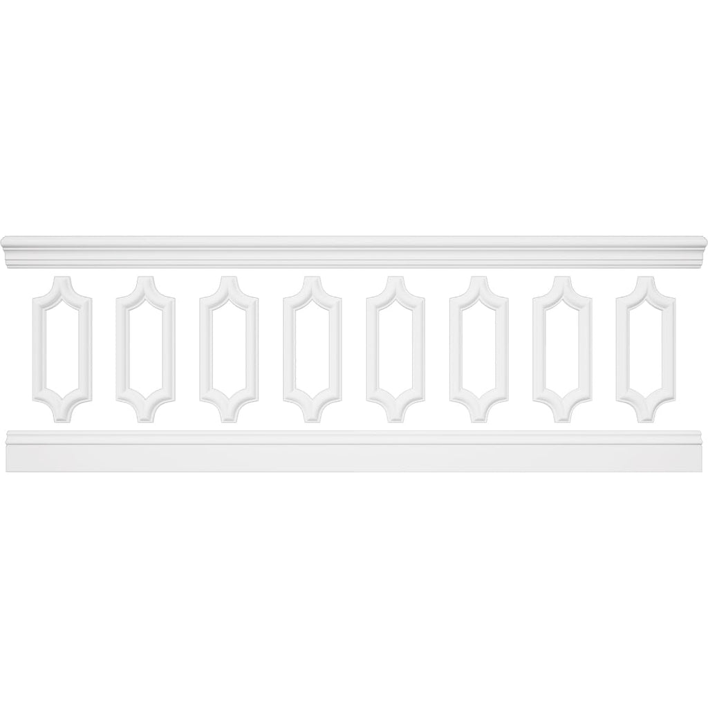 WPKUSC041P032 94 1/2"L (Adjustable 32"H to 36"H) Ashford Scalloped Panel Traditional Wainscot Paneling Kit