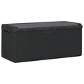 GKHPYURE Garden Storage Box with Cushion, 92.5 Gal Anthracite PP Outdoor Patio Storage Chest with Rattan Look, Gas-Lift Design, Lockable for Cushions Pillows Blankets Toys