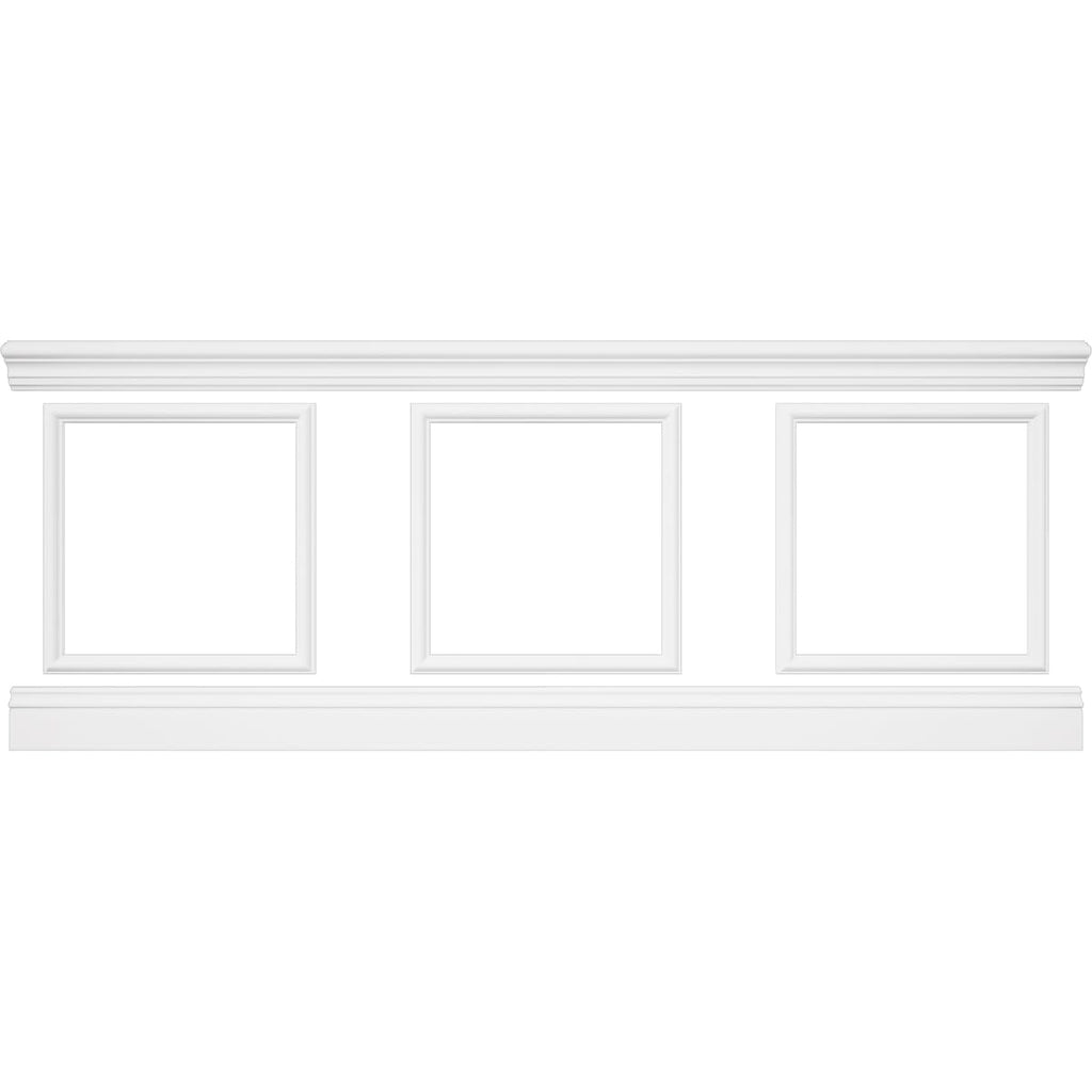 94 1/2"L (Adjustable 36"H to 40"H) Ashford Square Panel Traditional Wainscot Paneling Kit