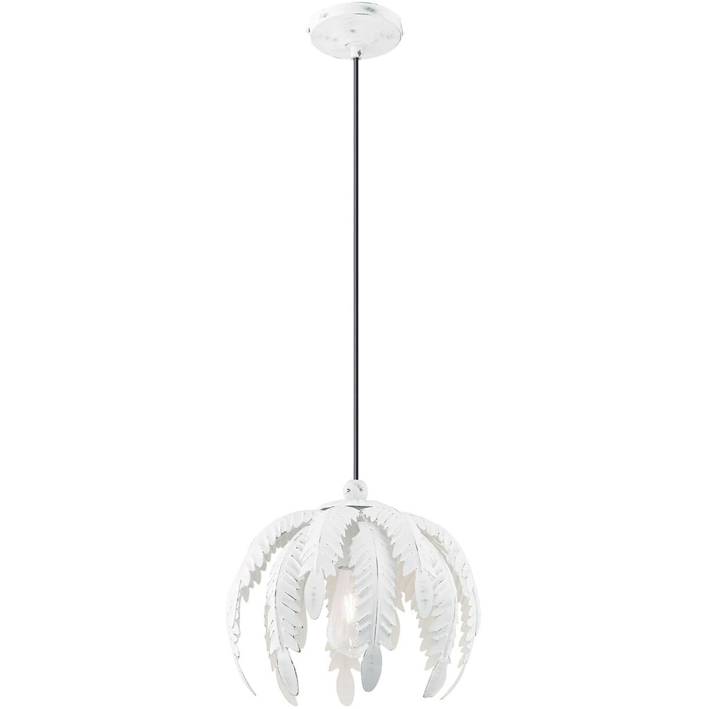Livex Lighting 41231-60 Acanthus - One Light Mini Pendant, Antique White Finish with Antique White Metal Shade