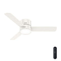 Hunter 52 inch Indoor Ceiling Fan with Light and Remote Control - For Bedroom or Living Room, Low Profile Flush Mount, White Modern Ceiling Fan with LED Light, 3 Blades - Minimus 51433, Fresh White