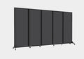 Versare Easy Wall Folding Room Divider | Freestanding Office Partitions | Classroom Dividers | Locking Wheels | Portable Room Separator | 14' Wide x 6' Tall Charcoal Gray Fabric Panels
