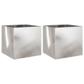 hliofuir Rectangular Stainless Steel Planter Set of 2 Silver Large 19.3x18.5x18.1 in Polished Indoor Outdoor Raised Garden Bed Box for Balcony Patio Living Room