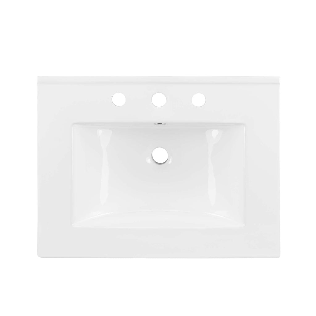 Modway Render 62 Inch Mid-Century Modern Floating Bathroom Vanity with Double Sink in Walnut White – Wall-Mount Vanity with Storage Cabinet and Dual Ceramic Sinks