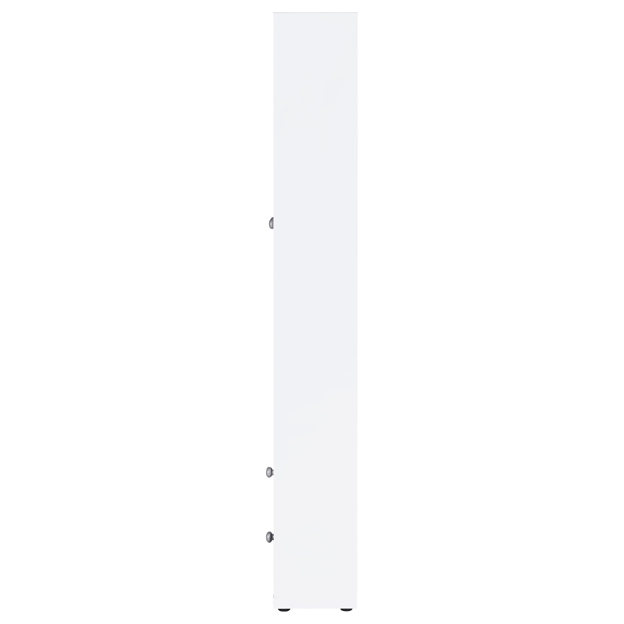 Coaster Home Furnishings - Hawthorne - 4-Shelf Tall Wood Accent Cabinet with Glass Doors, Drawers - Farmhouse Style - Living Room, Entryway & Home Kitchen - White - 953477