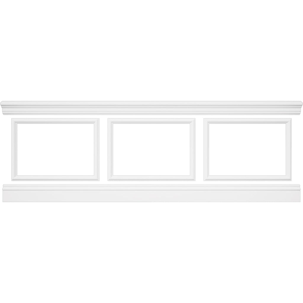 WPKUSQ101P032 94 1/2"L (Adjustable 32"H to 36"H) Ashford Square Panel Traditional Wainscot Paneling Kit