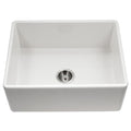 Houzer PTS-2600 WH Platus 26 Inch Fireclay Apron Front Kitchen Sink, Farmhouse Style, Single Bowl, Non Porous Surface Impervious to Cracks and Chips, White