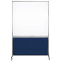 DivideWrite Mobile Whiteboard | Double Sided Dry Erase Board | Portable Office Cubicle Partition | Display for Classrooms, Conference Rooms, Meeting Areas and More | Navy Blue Fabric 4' Wide X 6' Tall