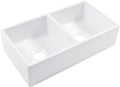 Sinkology Turner 33 Inch Fireclay Farmhouse Apron Front Double Bowl Kitchen Sink - White, Handcrafted with SureFire Chip-Resistant Glaze, Sinkology Everyday Warranty, 33 x 18 in, Fits 36" Cabinet