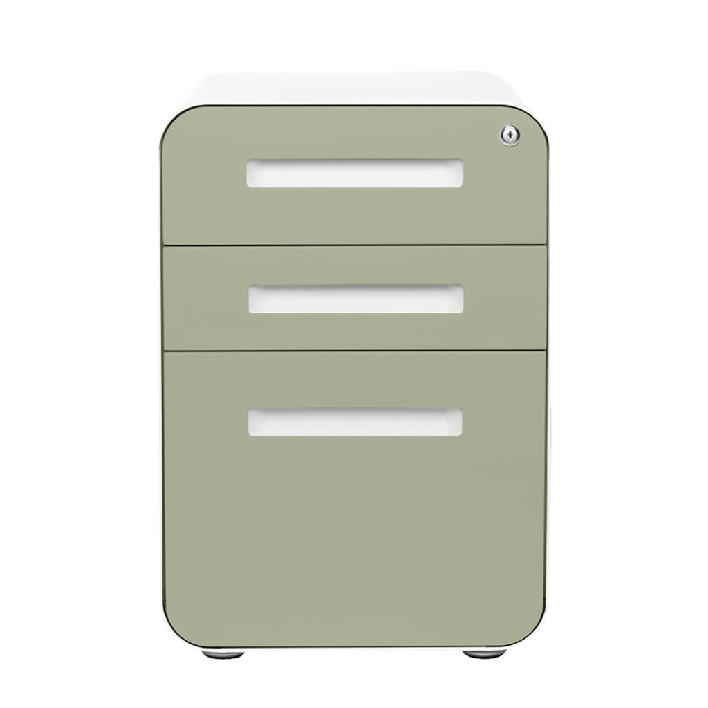 Laura Davidson Furniture Stockpile 3 Drawer File Cabinet with Lock - Under Office Desk Metal Filing Cabinet, Legal/Letter File Folders, Wheels and Stationary Feet, Pre-Assembled, Sage Green