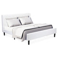 East West Furniture NLF-19-K Nolan Platform Bed - Button Tufted White Velvet Fabric Upholstered Headboard & Footboard, Black Legs, King Size