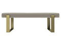 VANT Upholstered Bed Bench - Vintage Leather Dusty Taupe - Burnished Brass - Contemporary Modern, Bedroom Bench Seat, Hallway, or Entryway