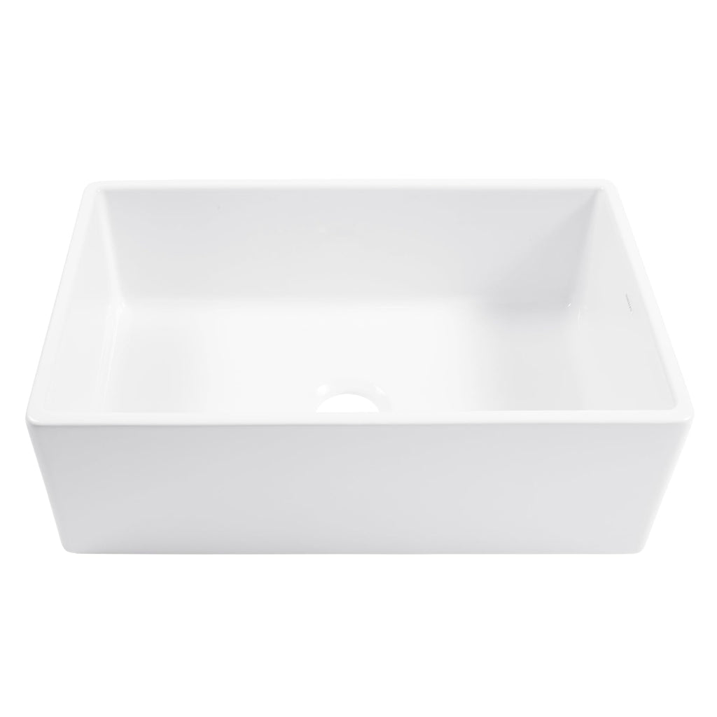 Sinkology Austen 30 Inch Farmhouse Sink Matte Black Fireclay Apron Front Single Bowl – Deep Basin, Undermount, Fits 33 Inch Cabinet