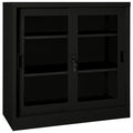 mtlskopl Sliding Door Storage Cabinet Black Steel Matte Tempered Glass 35.4 x 15.7 x 35.4 in Adjustable Shelves Lockable Office Garage Living Room Bathroom Organizer
