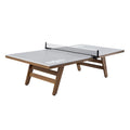 Hall of Games Ping Pong Table, 9ft x 5ft Official Size, 18mm Water-Resistant Gray Top, 2-Piece with Metal Braces, Woodgrain Legs, 2.5in Adjustable Leg Levelers, Clip-On Net, and Easy Assembly