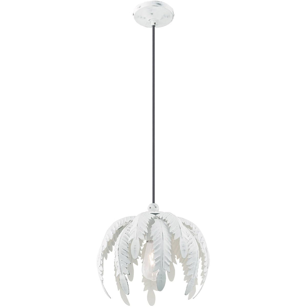 Livex Lighting 41231-60 Acanthus - One Light Mini Pendant, Antique White Finish with Antique White Metal Shade