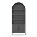 Festisoul 73 Inch Tall Metal Arched Bookshelf, 5 Tier Black Display Cabinet with Adjustable Shelves, Modern Arch Bookcase for Living Room Office, Easy Assembly