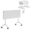 STEHEMO Folding Conference Room Tables, Conference Table with Wheels, Modern Modular Mobile Training Table, Flip Top Meeting Table, Space Saving, for Seminar, Office, Classroom,47IN,8