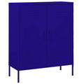 mtlskopl Navy Blue Steel Storage Cabinet with Height-Adjustable Shelves & Lockable Doors 13.8 x 31.5 x 40 in Powder-Coated Finish Modern Organizer for Living Room Home Office Garage