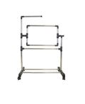ELUKHT Stainless Steel Adjustable Height Embroidery Stand Cross Stitch Frame,360 Degrees Rotatable Wooden Floor Tabletop Tapestry Frame Craft Stand,Standing Lap Table for Art Craft Sewing Holder (S)