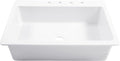 Sinkology Jackson Crisp White Fireclay Drop-In Kitchen Sink - 33 Inch Single Bowl - SureFire Fireclay Won't Chip, Crack, or Stain - 4-Hole - Sinkology Everyday Warranty - Fits 36 Inch Cabinet