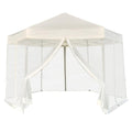 Hexagonal Gazebo Cream White, 11.8x11.8x9.2 ft Outdoor Canopy Tent with Mesh Sidewalls, Portable Pop Up Patio Shelter for Parties, Weddings, Backyard Events Lawn Structures