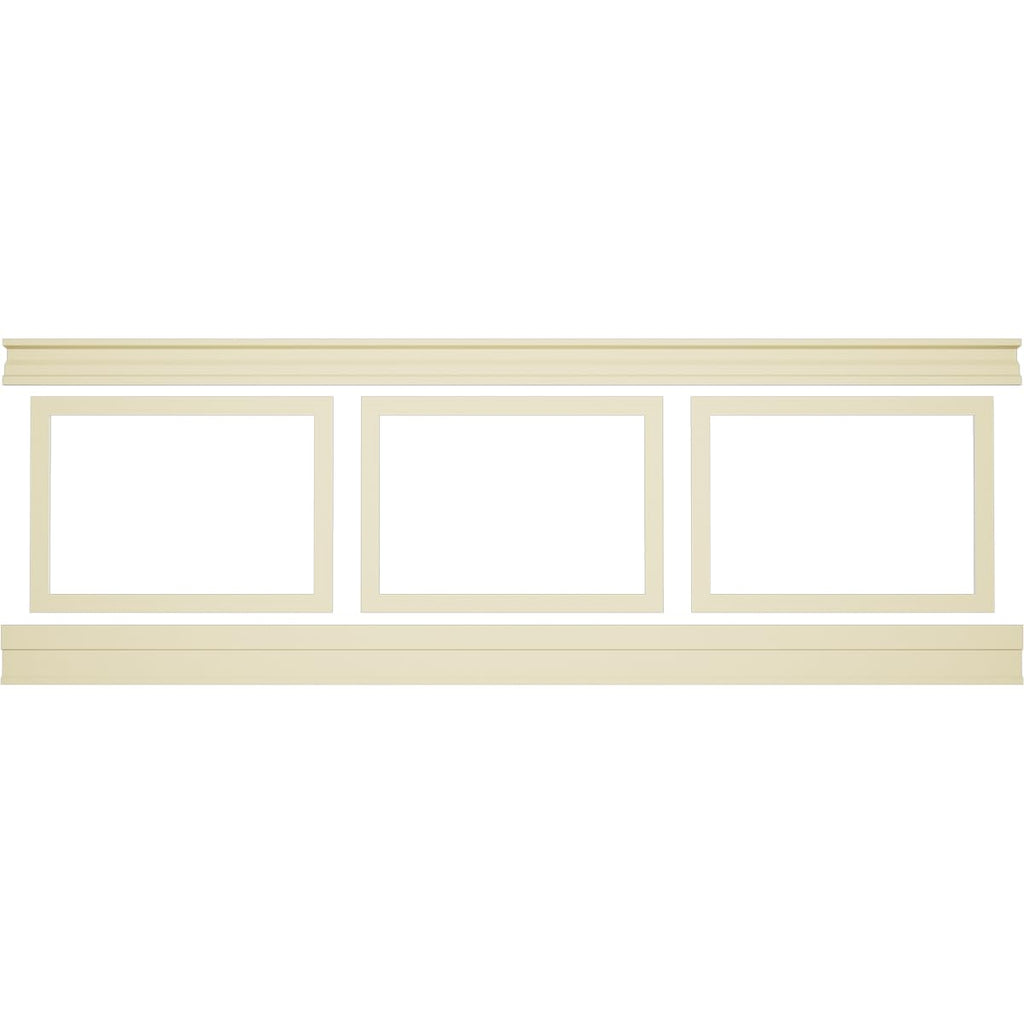 WPKUSQ101P032 94 1/2"L (Adjustable 32"H to 36"H) Ashford Square Panel Traditional Wainscot Paneling Kit