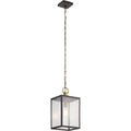 Kichler Lahden 1-Light Outdoor Convertible Pendant Light Fixture with Clear Seeded Glass in Weathered Zinc for Porch, Patio and Entryway (9" x 17.25"), 59008WZC