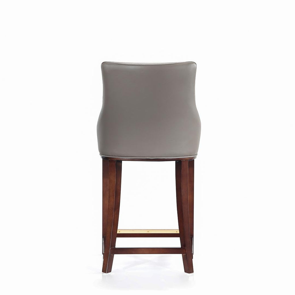 Manhattan Comfort Shubert Counter Stool with Backseat | Upholstered Leatherette, Beech Wood Legs | Perfect Bar Stool for Bar and Kitchen | Commercial Grade | Fully Assembled, Set of 1, Dark Taupe