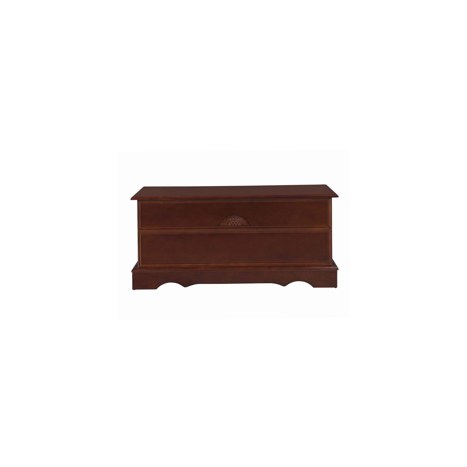 HomeStock Wooden Lift Top Chest with Carved Details - Dark Brown Storage Trunk