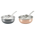 Hestan NanoBond Titanium Stainless Steel 2-Quart and CopperBond Copper 2-Quart Saucier Pans with Lids