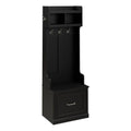 BOWERY HILL 24" Engineered Wood Hall Tree & Shoe Bench, Black Oak Finish, 69" Entryway Organizer w/Drawer, Coat Hooks, Open Cubbies, Transitional Style Storage Seat for Foyer or Mudroom Use