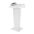 FAiruo Stand Up Lectern Podium,Tilt Design Standing Desk Host Stage Speaking Reading Table, for Classroom Conference and Auditorium/White/58x48x120cm