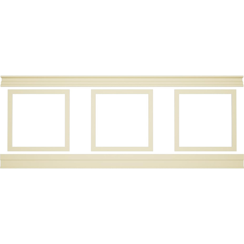 94 1/2"L (Adjustable 36"H to 40"H) Ashford Square Panel Traditional Wainscot Paneling Kit